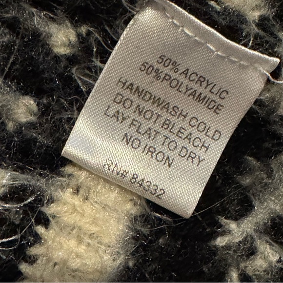 Two Sisters Fuzzy Cardigan Sweater Black Beige Metallic Open Front Shawl M - Picture 6 of 12